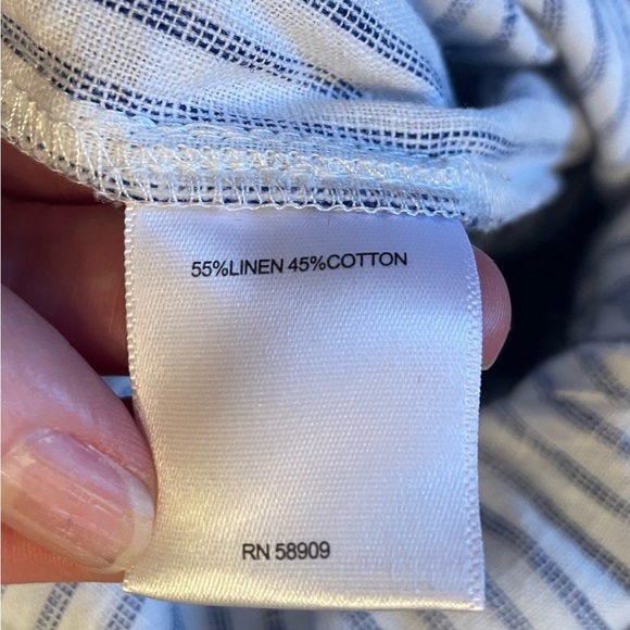 A Loves A Jumpsuit Blue White Ticking Wide Leg Linen Cotton Size S Coastal Boho - Picture 6 of 9